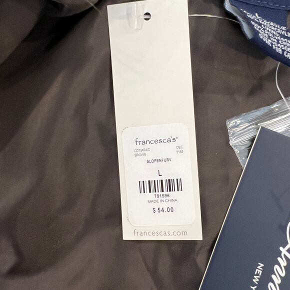 NWT Francesca's  Brown & Tan Faux Fur Animal Print Vest - SIZE LARGE - Picture 7 of 10